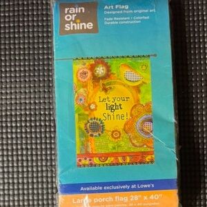 Large Garden Flag "Let your light Shine!"  Rain or Shine New